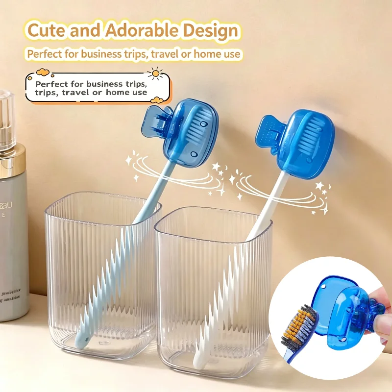 3PCS Travel Toothbrush Head Covers Toothbrush Protector Cap Brush Pod Case Protective Portable Plastic Clip For Household Travel