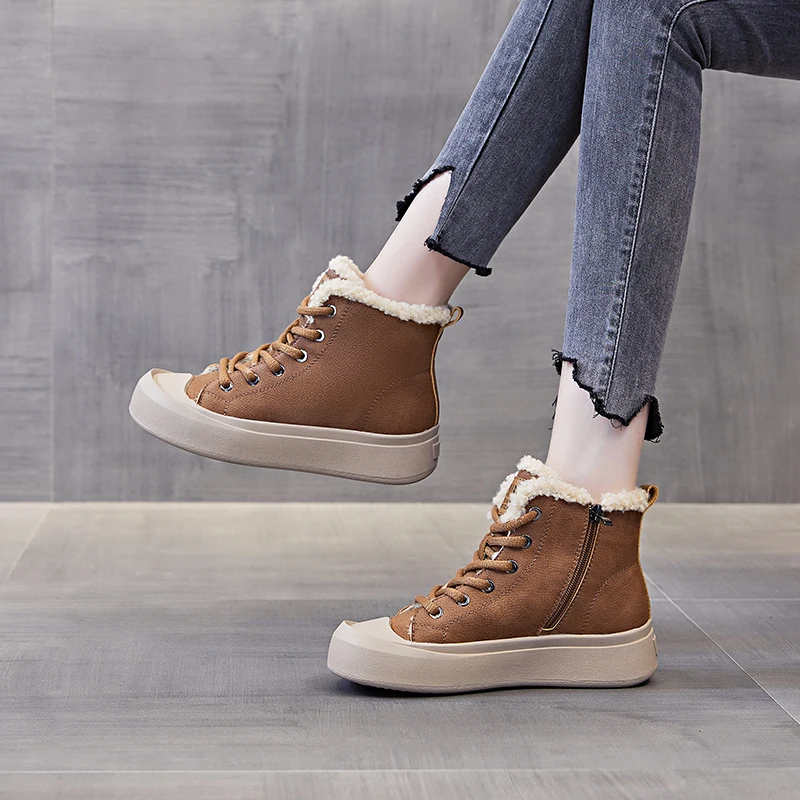Stivali da neve da donna in vera pelle Sneakers di alta qualità stivali invernali caldi stivaletti da esterno impermeabili antiscivolo Plus Size