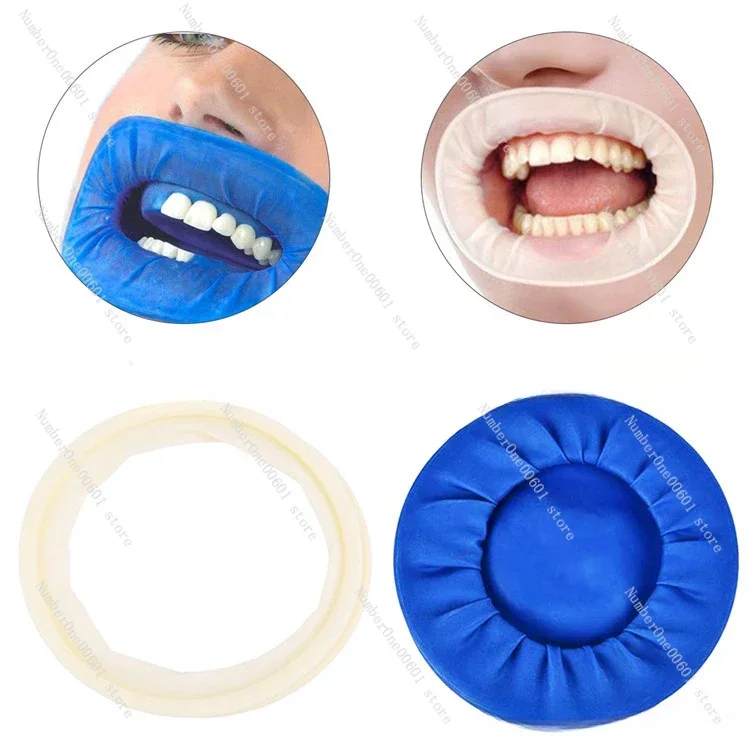 Opener Mouth Brace Coffer Dam Mouth Opener Rubber Stamp Blue White O-Shaped Mouth Opener 1PCS