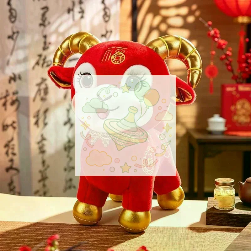 1Pcs 20/25/30cm Chinese New Year Goat Plush Doll Soft Stuffed Lucky Sheep Toy For Spring Festival Home Decor Gift