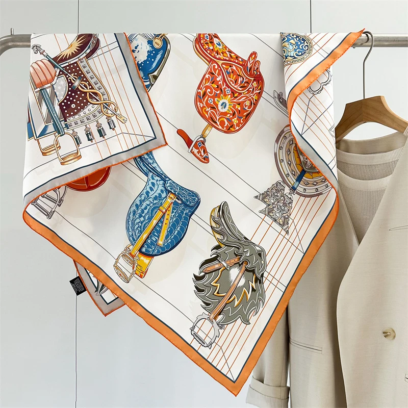 

Mulberry Silk Scarf Women Hand Rolled Edges Bandanas Women Accessories Luxury Designers Shawls Hair Neck Scarves Foulard Femme