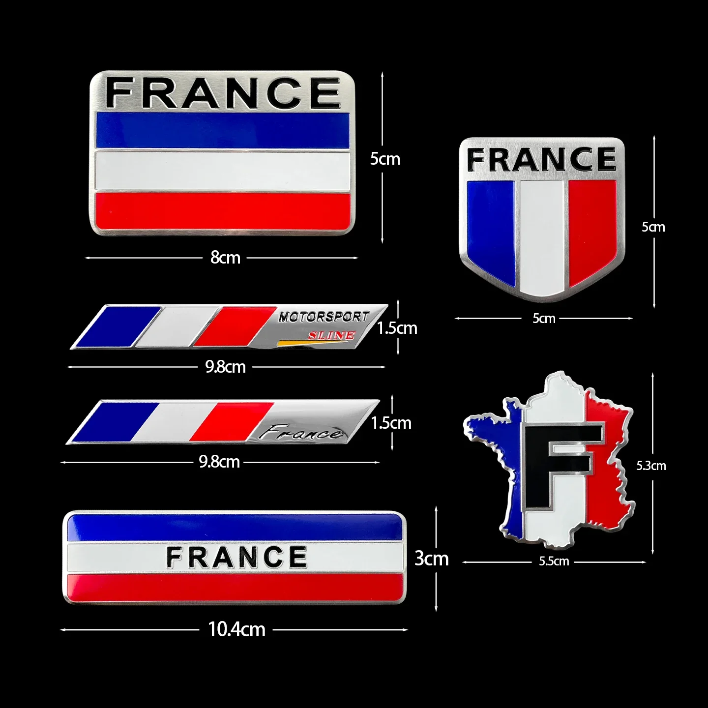 2PCS Car Auto Bicycle Motorcycle Moto Scooter 3D France Flag National Emblem Metal Aluminium Badge Stickers Decals Accessories