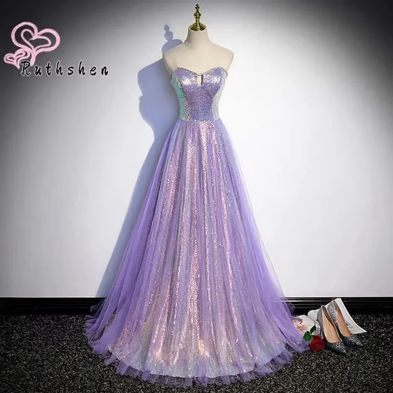 

Formal Occasion Evening Dresses Long for Women 2025 New Keyhole Sequins Light Purple Prom Party Gown
