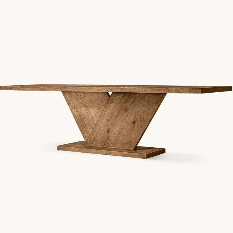 Nordic minimalist solid wood dining table with V-shaped legs
