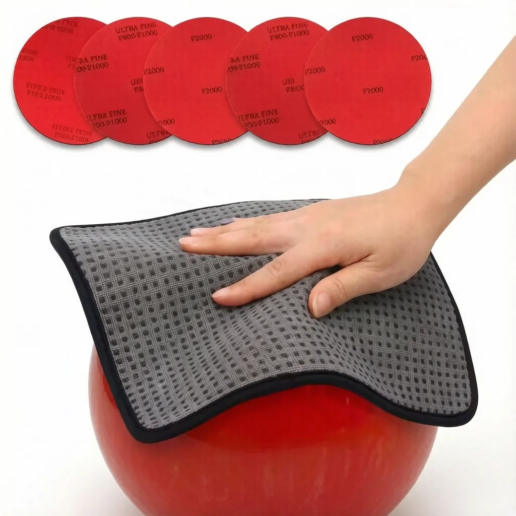 6pcs Bowling Ball Polishing Sanding Pads with 1pcs Cleaning Cloth - Efficient Sanding Accessories for Bowling Supplies