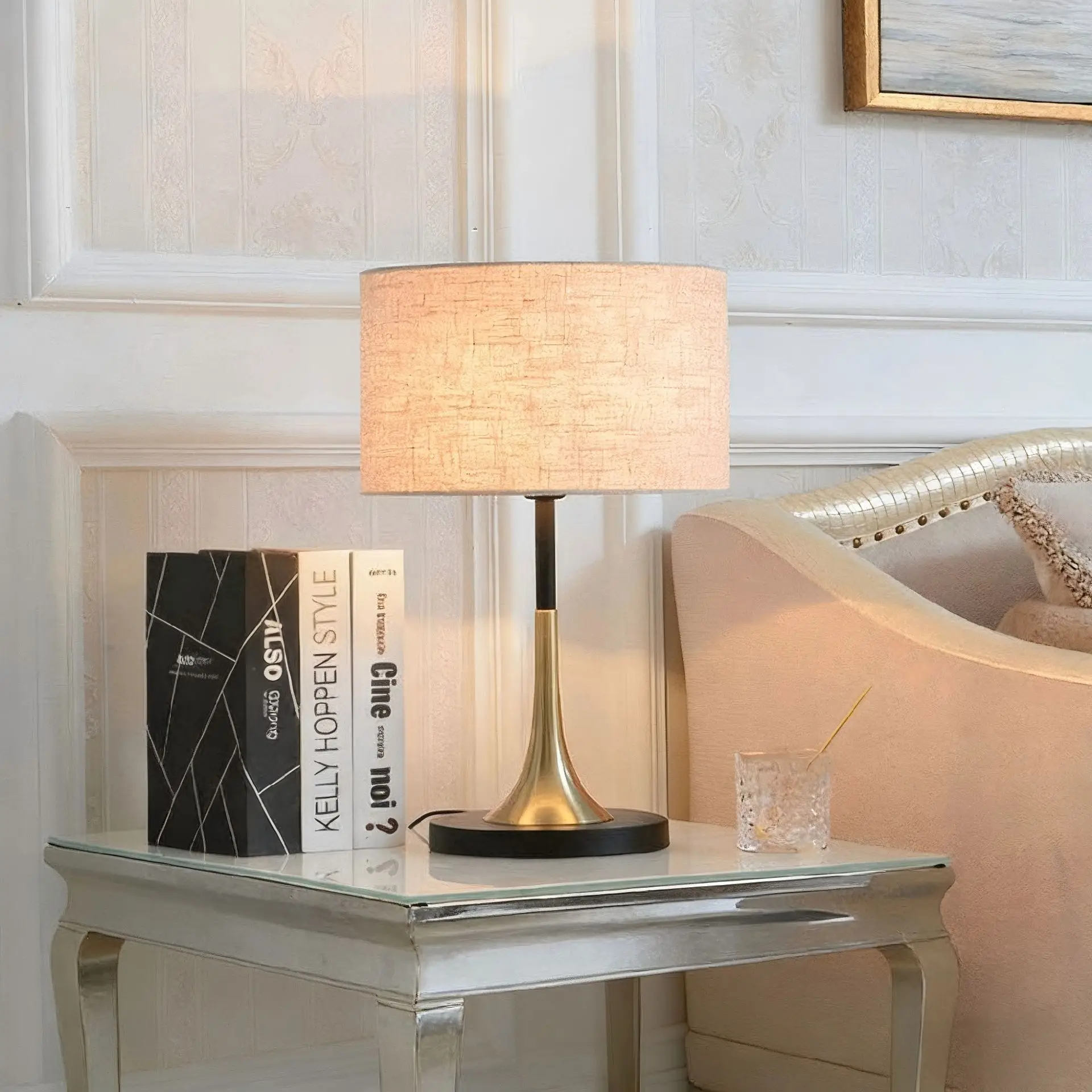 

Nordic Luxury Table Lamp, Button Switch Dimmable Night Light, European Ins Creative Desk Lamp for Master Bedroom Bedside