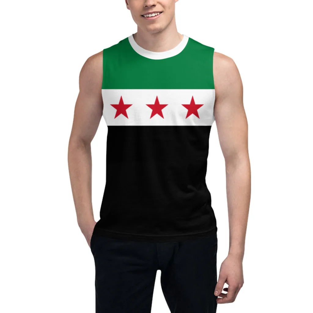 Sleeveless T-shirt Syria Flag 1932-1961 3D Men's Boys Tshirt Gyms Tank Tops Fitness Joggers Basketball Training Vest