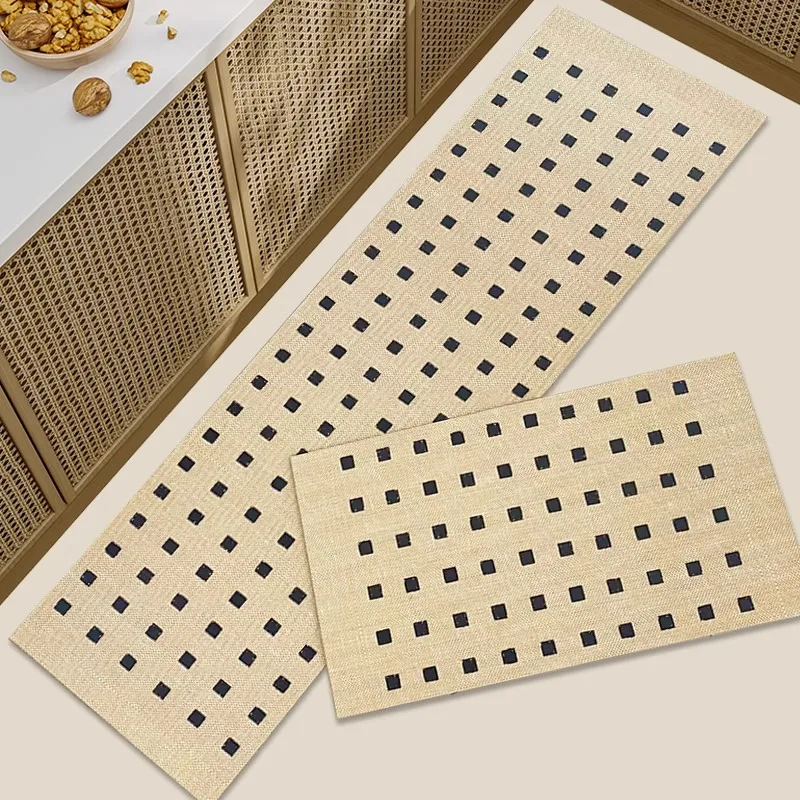 

Kitchen Mat for Floor Fashion Minimalism Kitchen Carpet Oil-proof Waterproof PVC Leather Washable Mats Long Strip Runner Rugs 러그