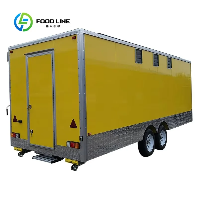 Customized Fully Equipped 19ft Food Trailer Square Tow Bar BBQ Marshmallow Deep Fryer Export Quality