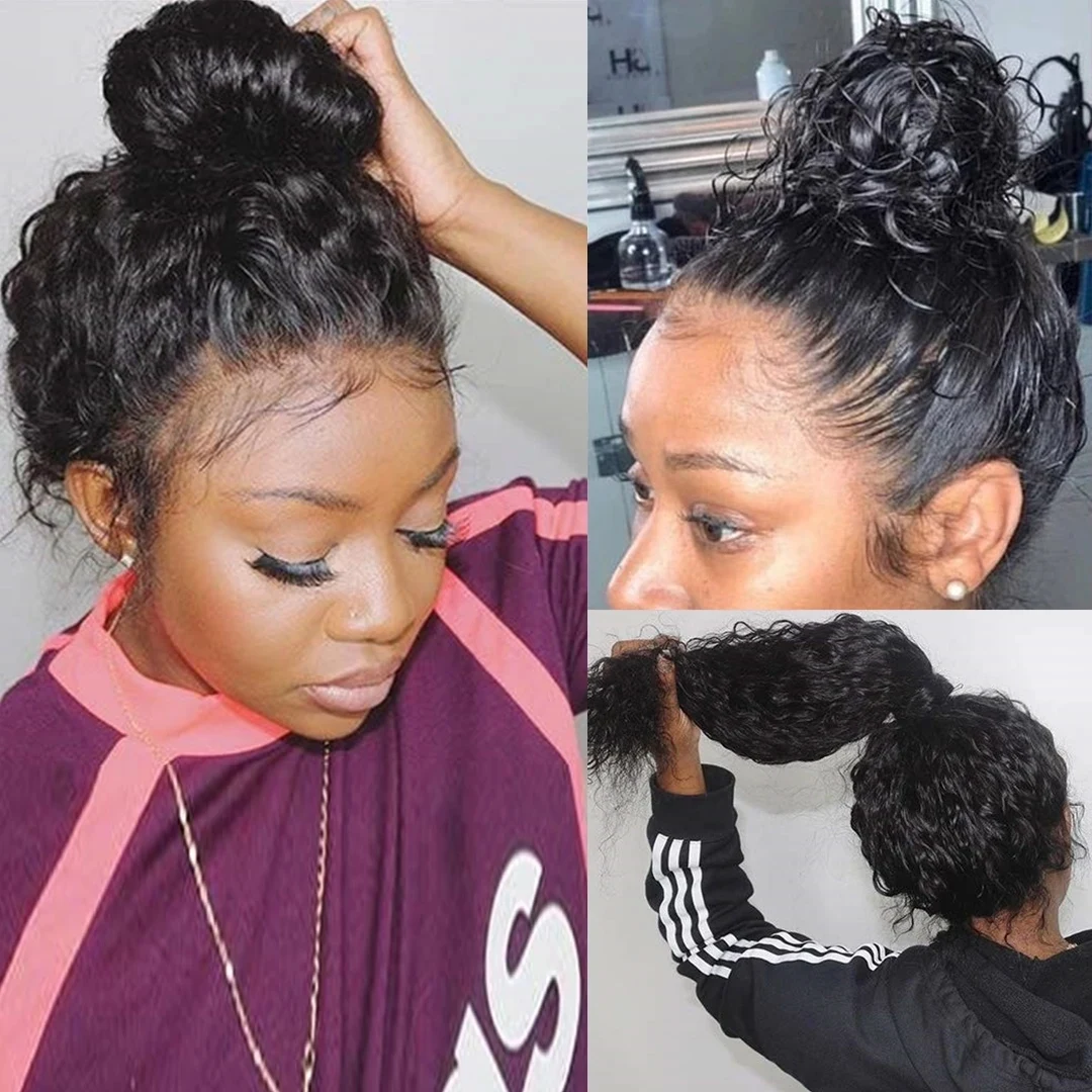 360 كامل الدانتيل الباروكة الأمامية شعر الإنسان موجة عميقة شعر مستعار HD الدانتيل أمامي باروكة من شعر طبيعي قبل قطعها شعري مجعد الباروكات للنساء