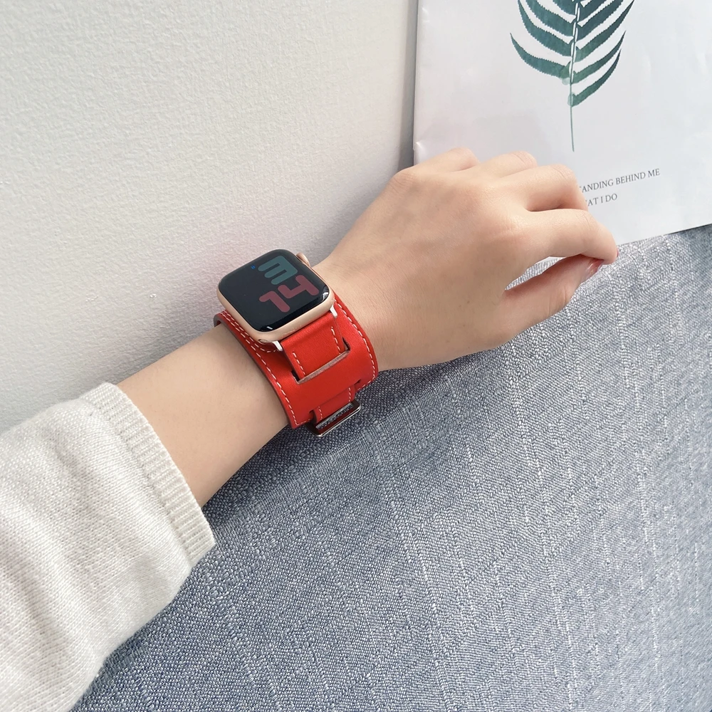애플 워치 밴드용 패션 가죽 팔찌, Iwatch8, 7, 6, se, 5, 4, 3, 2, 38, 42, 40/44mm, 49 울트라, 49