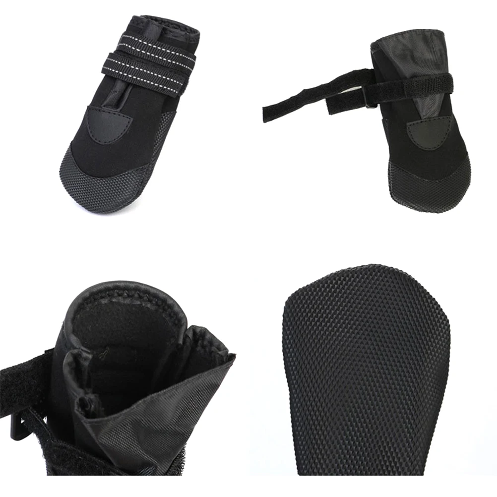 

4pcs Waterproof Warm Dog Boots Non slip Pet Walking Shoes Durable Breathable Reflective Elastic B Comfortable Anti slip Sole