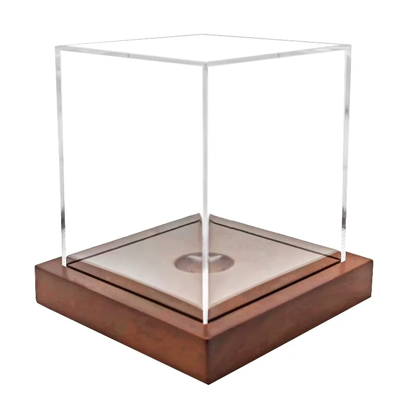3/5pcs Clear Cube Baseball Display Case with Pine Wood Base & Glass-Like Cube Single Ball Holder Collector's Showcase Box Cases