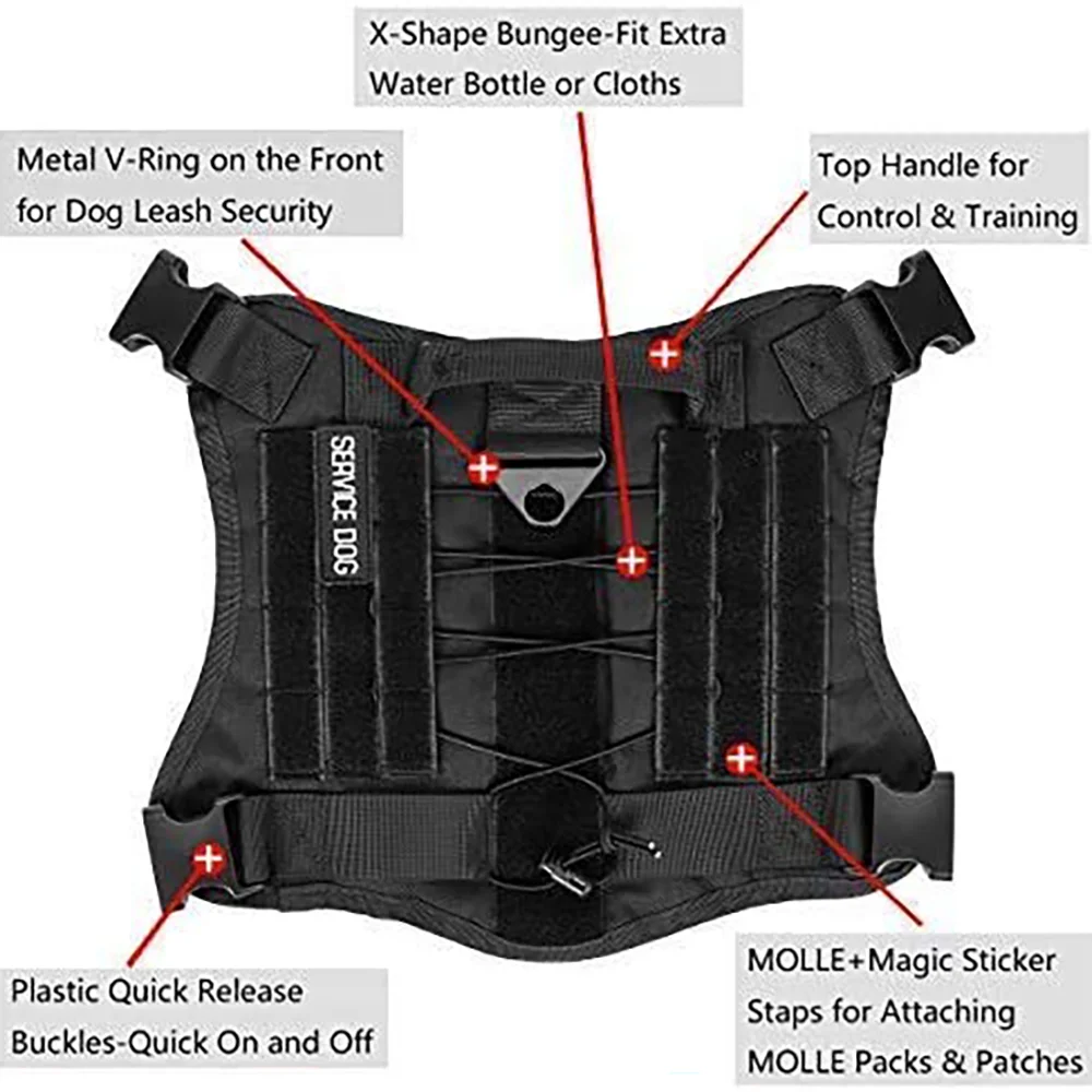 Hondentuig voor grote honden Militair vest Service Tactische hondenaccessoires Outdoor borstband voor alle rassen Hond