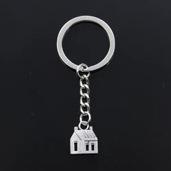 New Fashion Keychain 14x18mm Cabin House Pendants DIY Men Silver Color Car Key Chain Ring Holder Souvenir For Gift