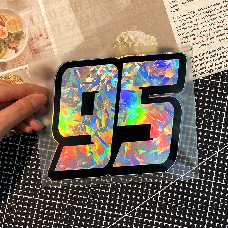 Holographic Carbon Effect Number 95 Reflective Motorcycle Stickers for Scooter Front Fairing Fuel Tank Waterproof Vinyl Decals