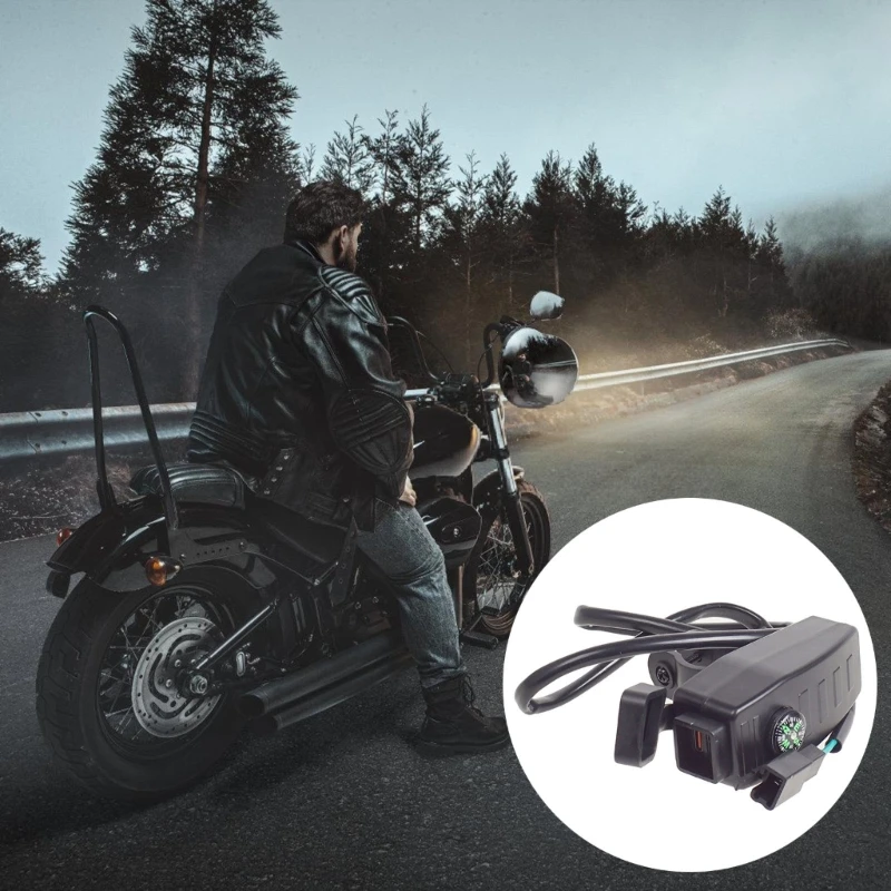  2 Port USB Fast Chargers For Motorcycles With ABS Housing And Waterproof Seal