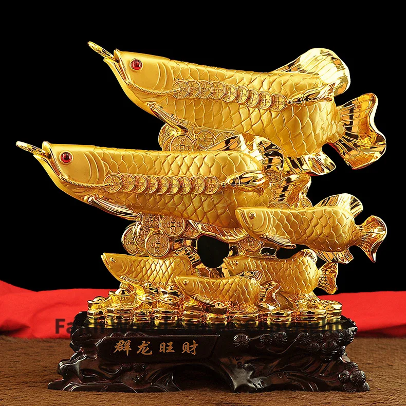 large TOP COOL HOME OFFICE Company SHOP ROOM Efficacious Talisman Money Drawing Arowana Fish Golden Dragon FENG SHUI statue