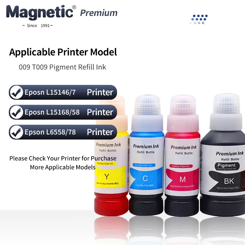 

009 T009 пигментные чернила для Epson L15146/L15147/L15168/L15158/L6558/L6578/L6498/L6468 пигментные чернила для заправки принтера 140 мл/70 мл