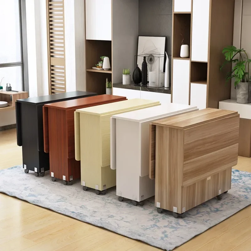 Wooden Folding Extendable Dining Table Apartment Space Saving Portable Modern Minimalist Seats 4 6 People Dining Table Mesa