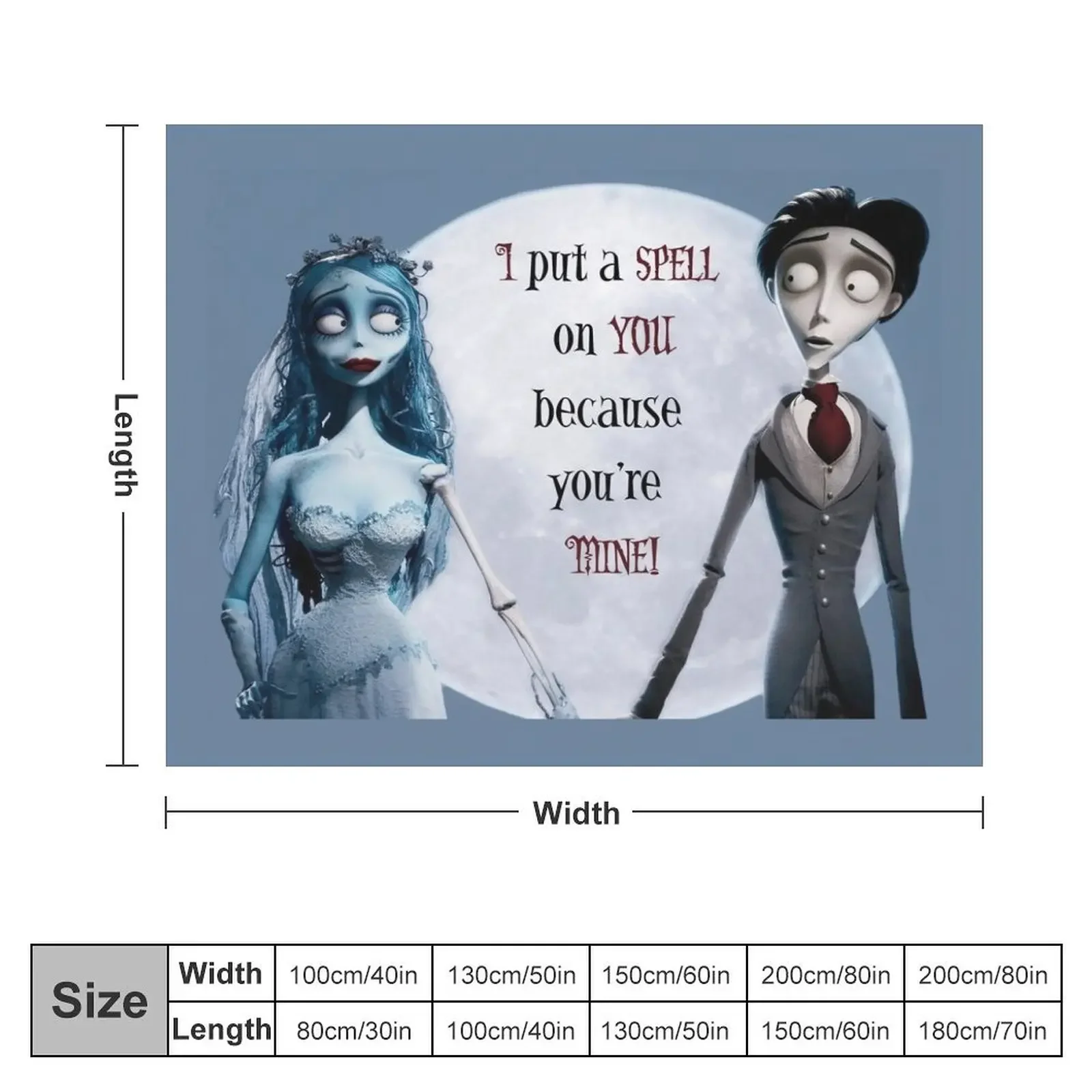 Halloween Love Couple Corpse Bride Throw Blanket Baby wednesday Blankets