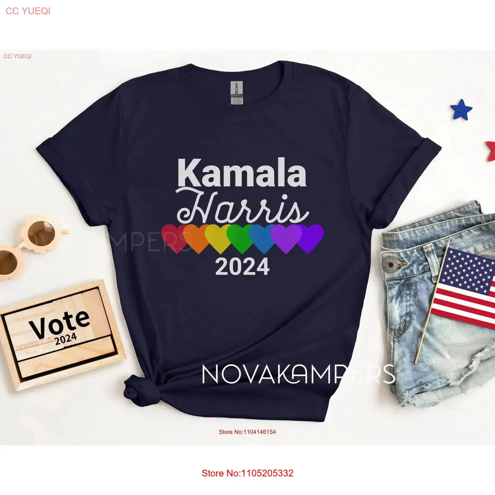 Kamala Harris 2024 Rainbow Pride T Shirt LGBTQ DemocraT Election Voting Madam President Political Activism vintage Washed