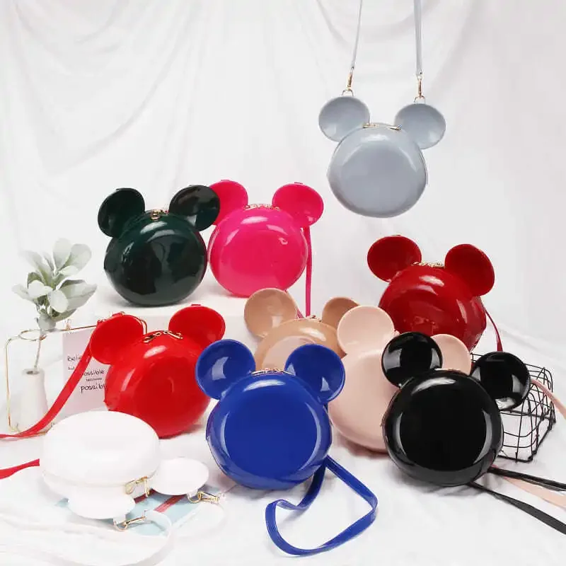 Tas Bahu Disney Mickey Mouse untuk Wanita Tas Jelly Tas Selempang Mickey Mouse Kawaii Kapasitas Besar Dompet Mewah