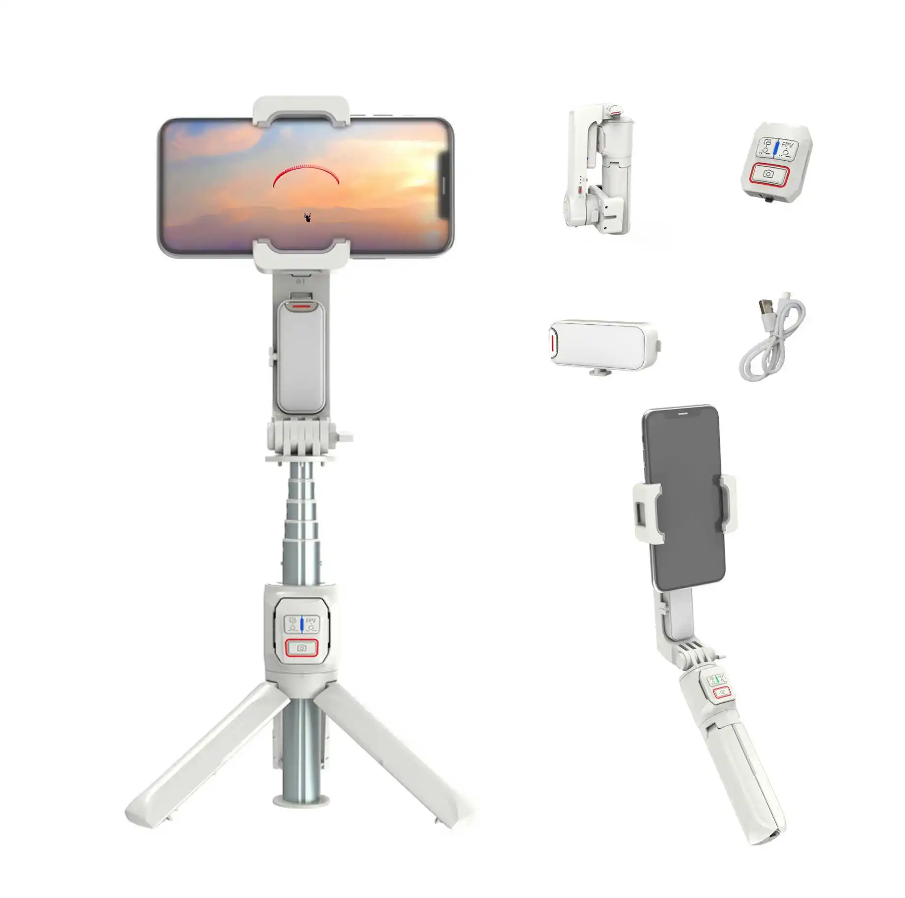 A10 Mini Selfie Stick Tripod With Led Light Phone Holder Extendable Smart Shooting Video Camera Gimbal Stabilizer