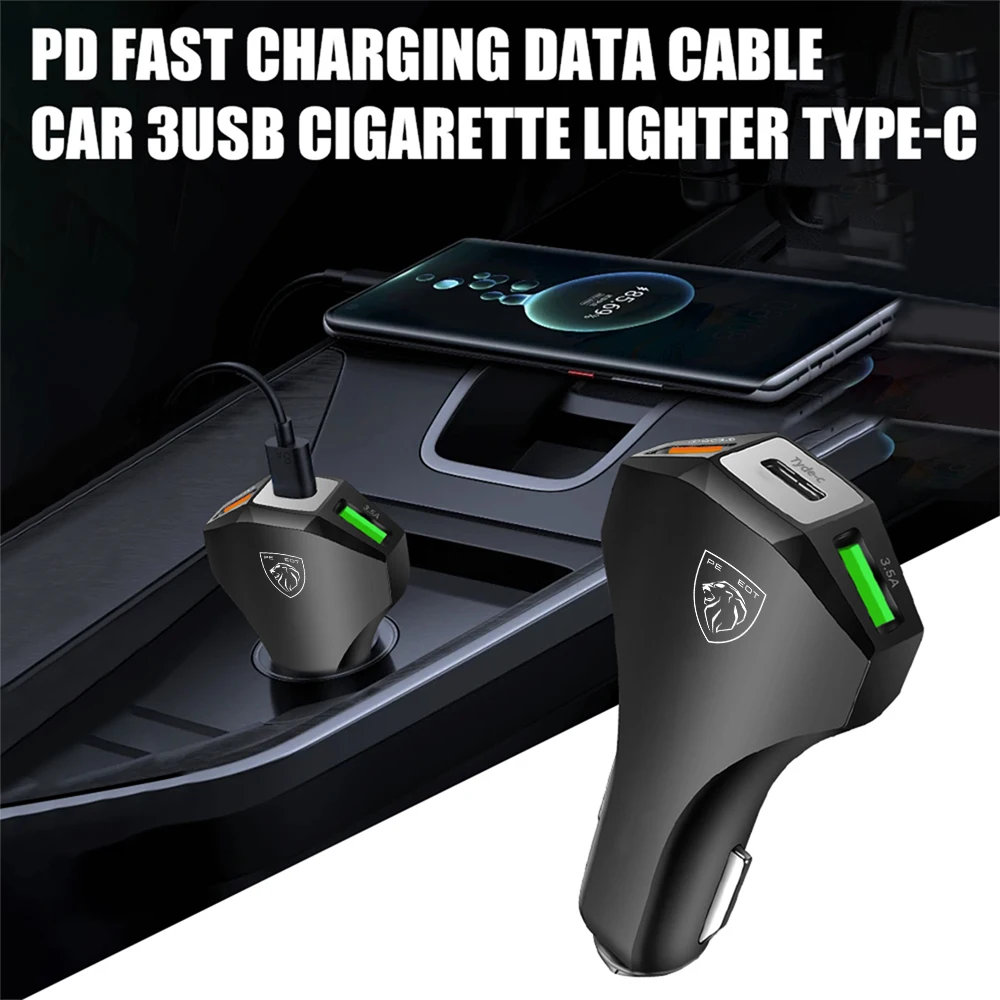 

Автомобильное зарядное устройство USB типа C, адаптер для быстрой зарядки телефона, разъем для Peugeot 206 307 301 308 3008 207 208 407 408 508 2008 5008 107 205