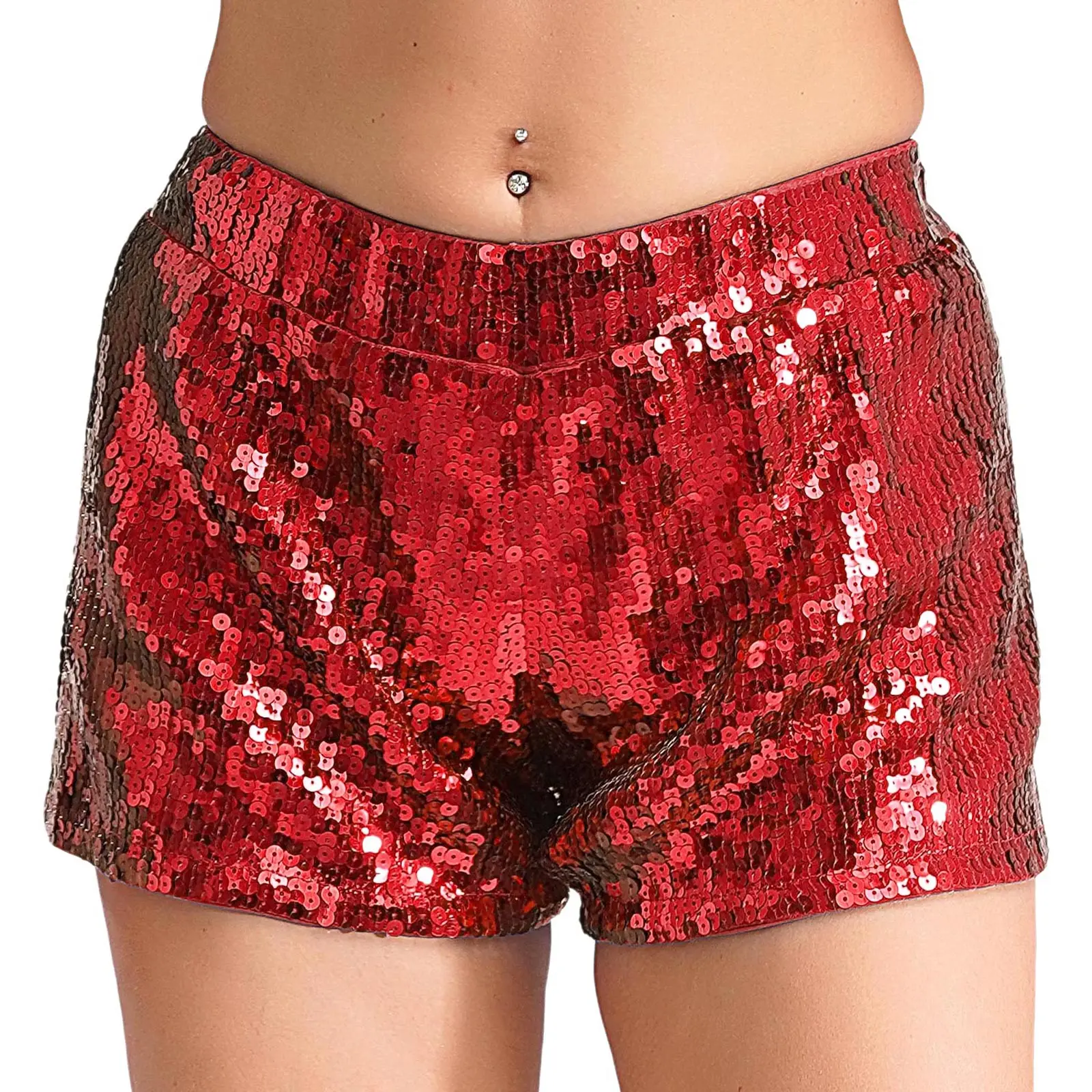 

Womens Glitter Sequins Hot Pants Shorts Shiny Sequin Elastic Waistband Booty Shorts for Nightclub Pole Dance Rave Party Clubwear