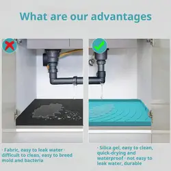 Raised Sink Liner Waterproof Under-sink Mat with Anti-slip Silicone Shelf Liner Drip Tray for Kitchen Bathroom for Kitchen