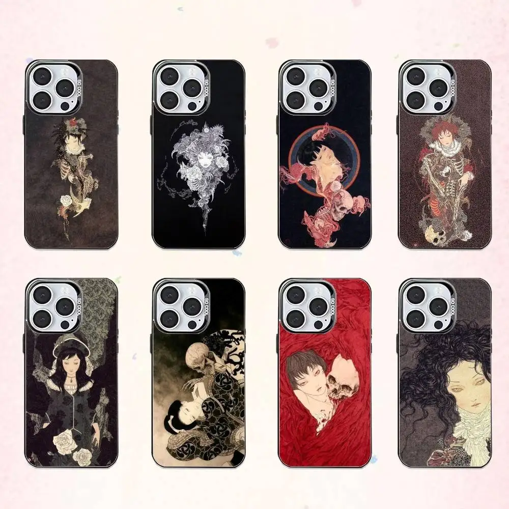

T-Takato Y-Yamamoto Selections Phone Case For iPhone17,16,15,14,13,12,11 Plus,Pro Max Colored Silver Plated Inside Cover