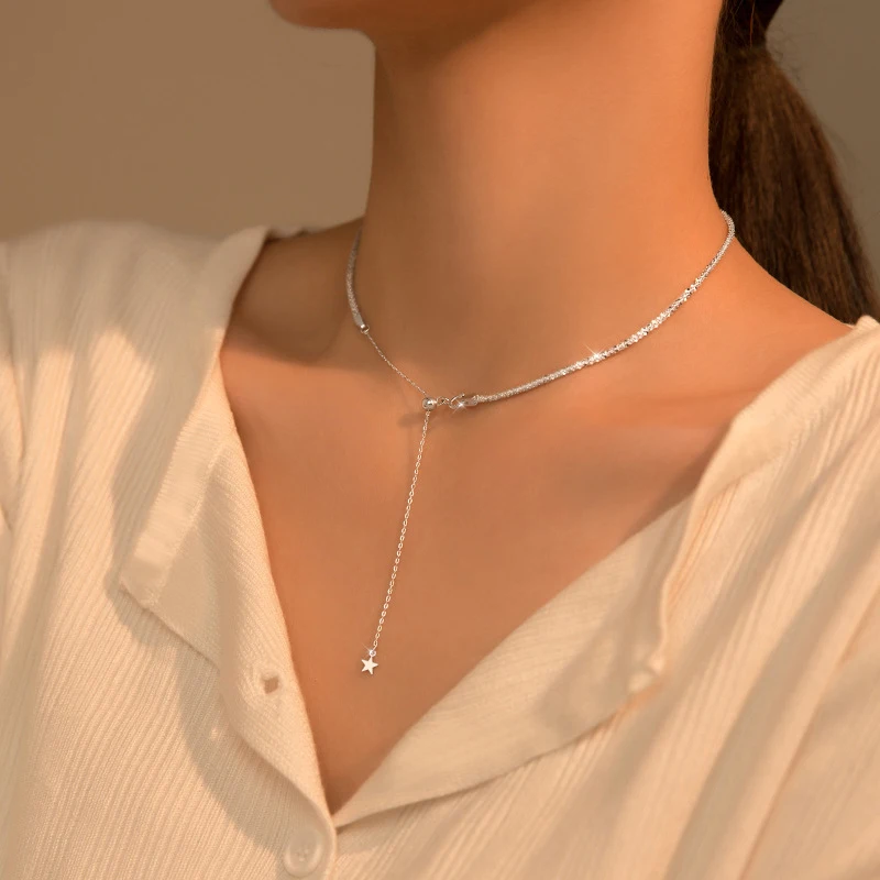 Modian Dazzling Simple Adjustable Necklace for Women Girls 925 Sterling Silver Luxury Brand Jewelry 2024 New Mode Accessories