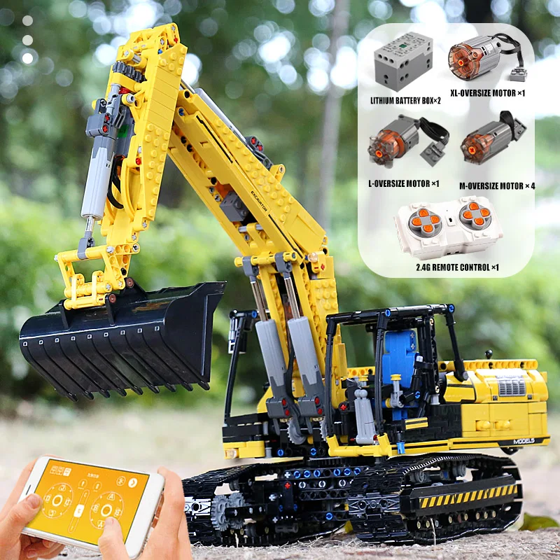 Molde rei 13112 carro técnico brinquedos o MOC-2513 app & rc escavadeira motorizada modelo blocos de construção tijolos crianças presente natal