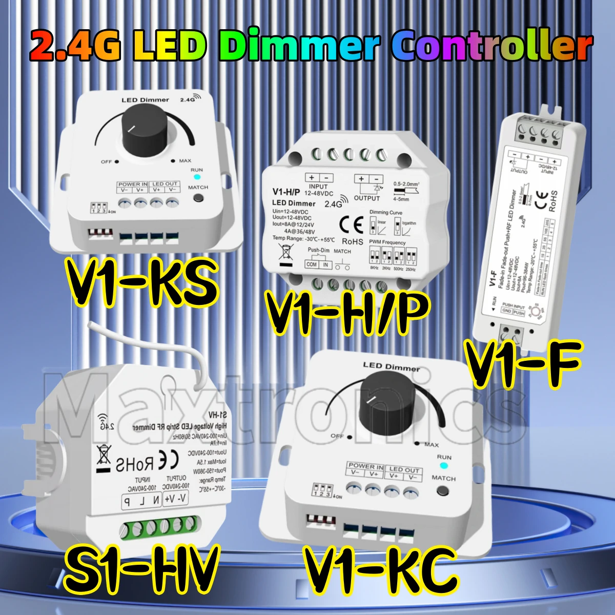 

NEW SKYDANCE 2.4G LED Dimmer Controller Series S1-HV/V1-F/V1-KC/V1-HP Wireless 1CH Dimming Constant Voltage for LED Strip Light