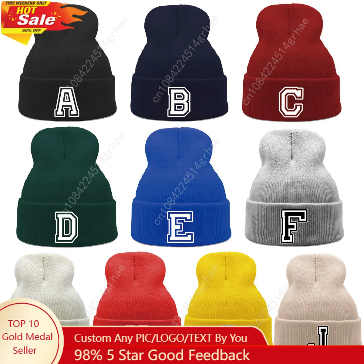 

Alphabet Letters A-Z Print Winter Hats Unisex Cap Beanie Lightweight Solid Color Knitted Hat Beanie Perfect For Daily Wear