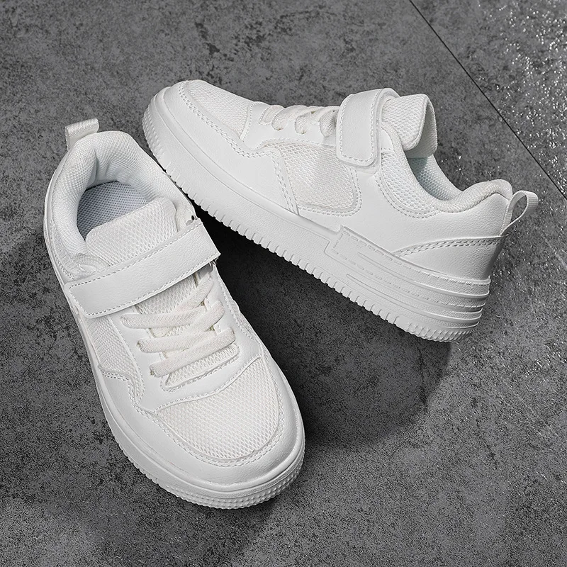 Children's White Shoes 2024 Spring and Autumn New Mesh Breathable Medium and Large Children's Boys' White Sneakers Girls'