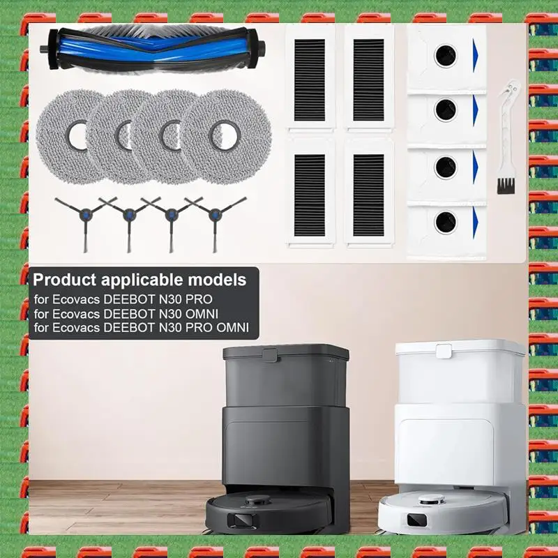 

Набор аксессуаров ABMO для робота-пылесоса Ecovacs DEEBOT N30 PRO / N30 OMNI / N30 PRO OMNI: основная и боковые щетки, HEPA-фильтр