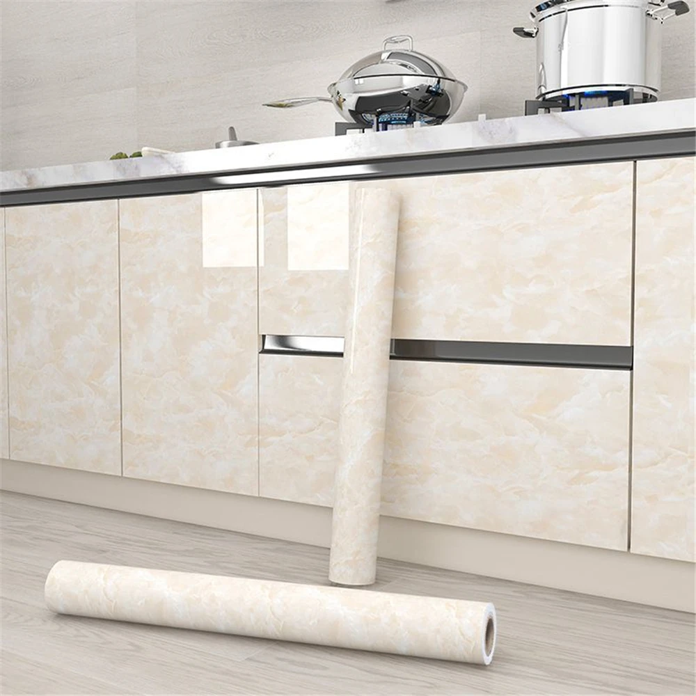 Pvc Marble Kitchen Oil-Proof Film Stove Waterproof Self-Adhesive Wallpaper Countertop Cabinet Renovation Tile Wall Stickers