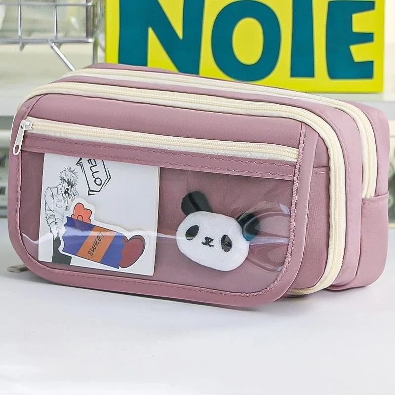 9-layer Large Capacity Pencil Case with Transparent Compartment and Magnetic Button Flip for Retrieval