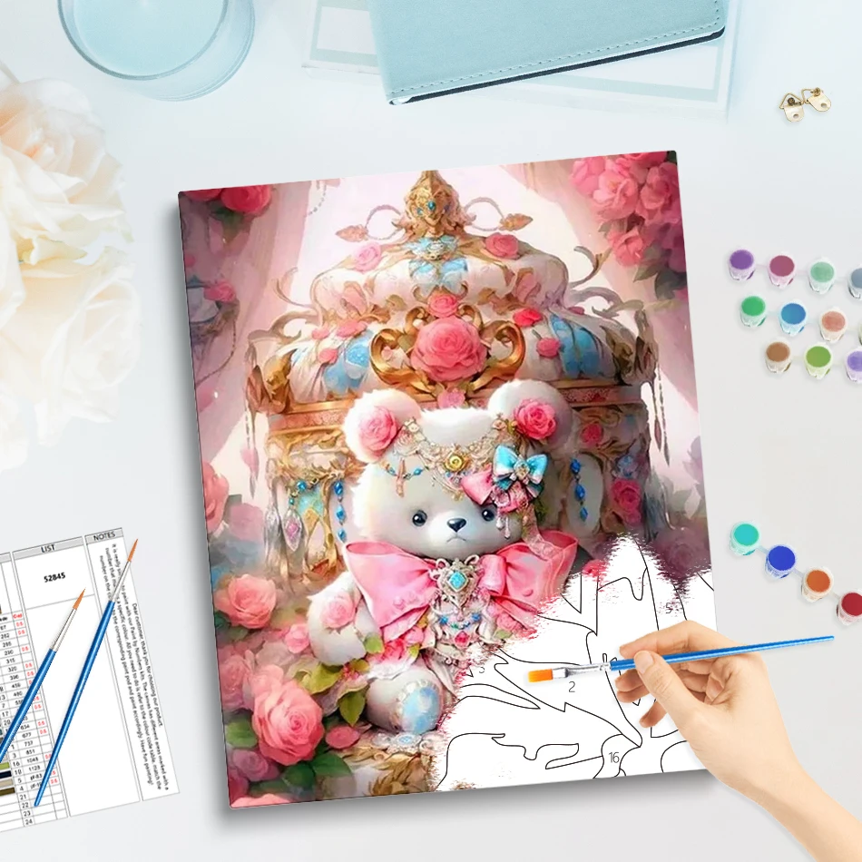GATYZTORY Painting By Numbers On Canvas Digital Pictures Drawing By Numbers Little Bear Toys Painting Decor Art Stuff With Frame