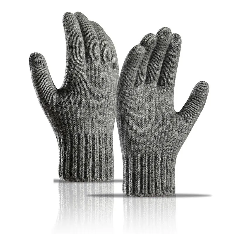 1Pair Men\'s Gloves Winter Autumn Touchscreen Warm Woman Knitted Gloves Adult Imitation Thickened Knitted Cute Student Cotton