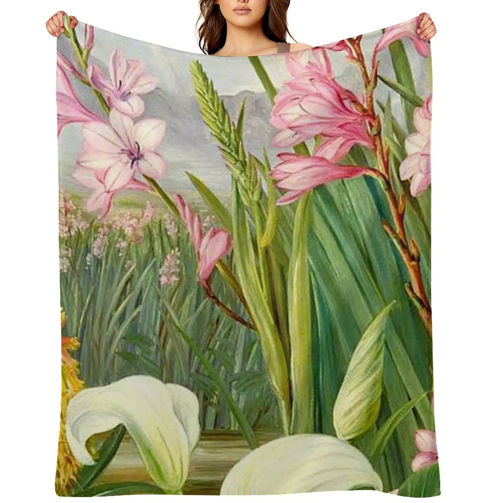 

Beauties of the Swamps, fine art by Marianne North Throw Blanket Sofas Moving Sleeping Bag Thermals For Travel Blankets