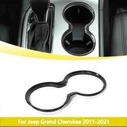 Cup Holder Cover Trim for 2011-2021 Jeep Grand Cherokee ABS Interior Mouldings Black Carbon Fiber Look Car Styling 1-PACK