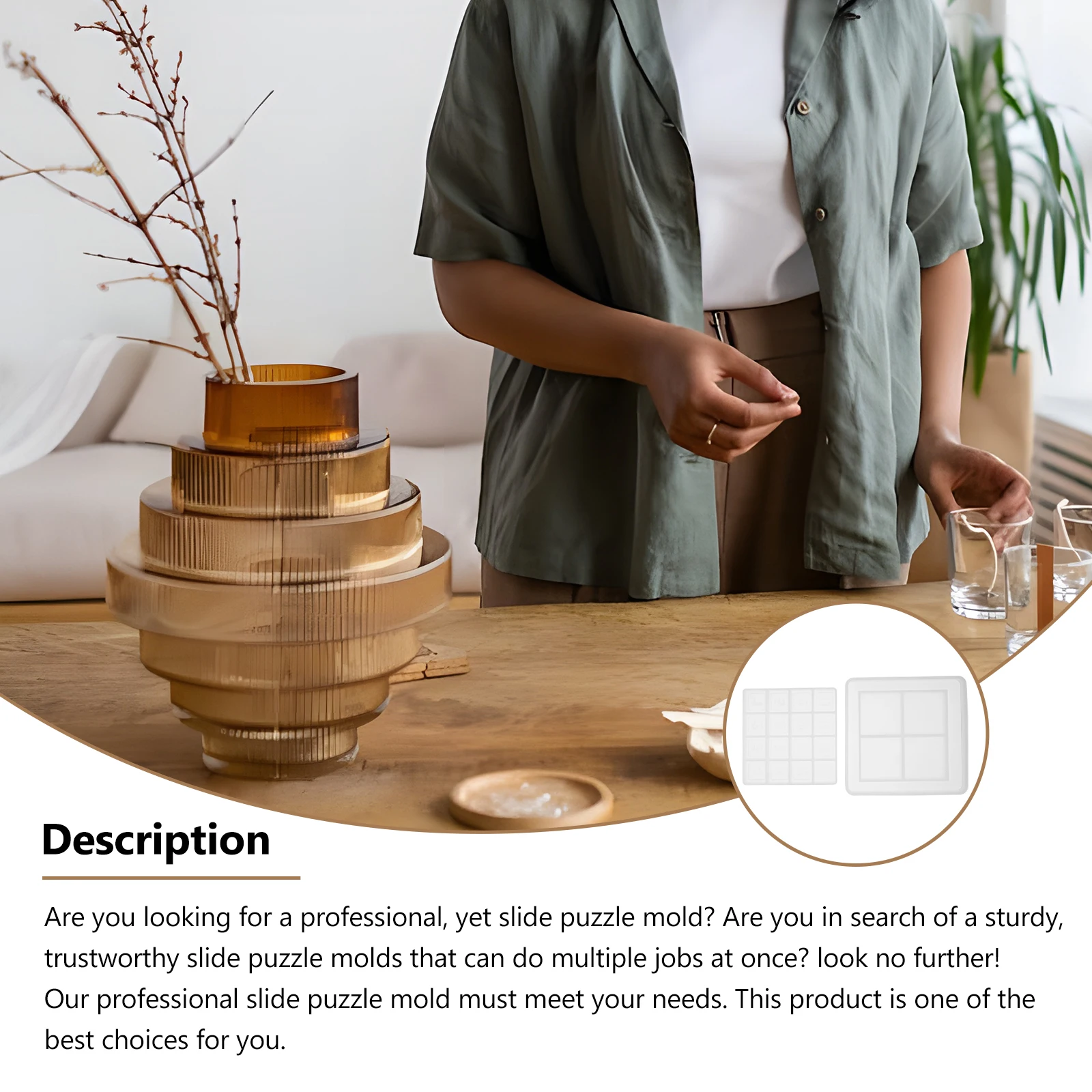 

1 set Digital Huarong Road Mold Square Base DIY Resin Puzzle Molds Silica Gel Craft Silicone Slide Puzzle Casting Set Jewelry