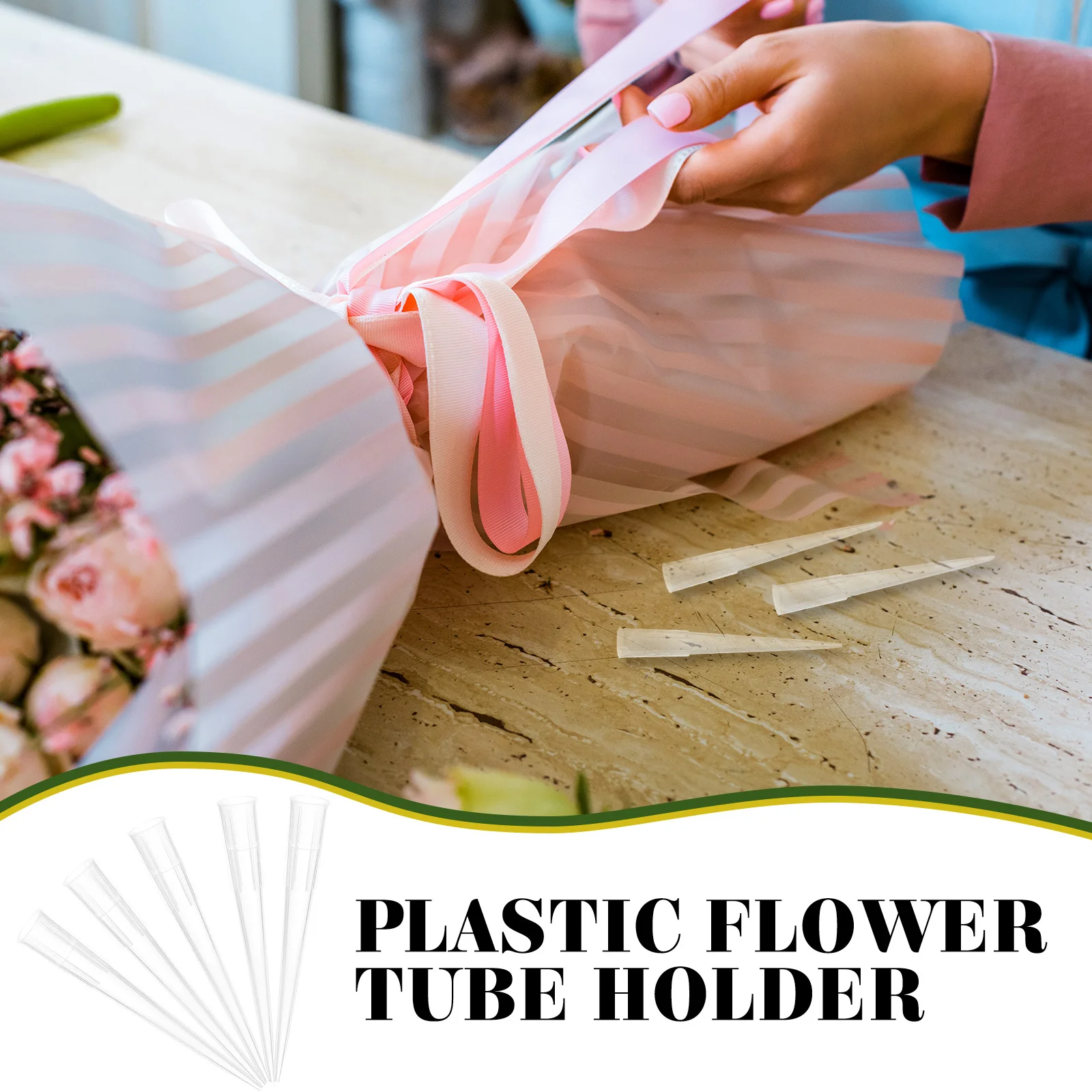 

50pcs Flower Mud Inserted Tubes Transparent Plastic Floral Water Tubes For Fresh Flower Arrangement Diy Wedding Bouquet