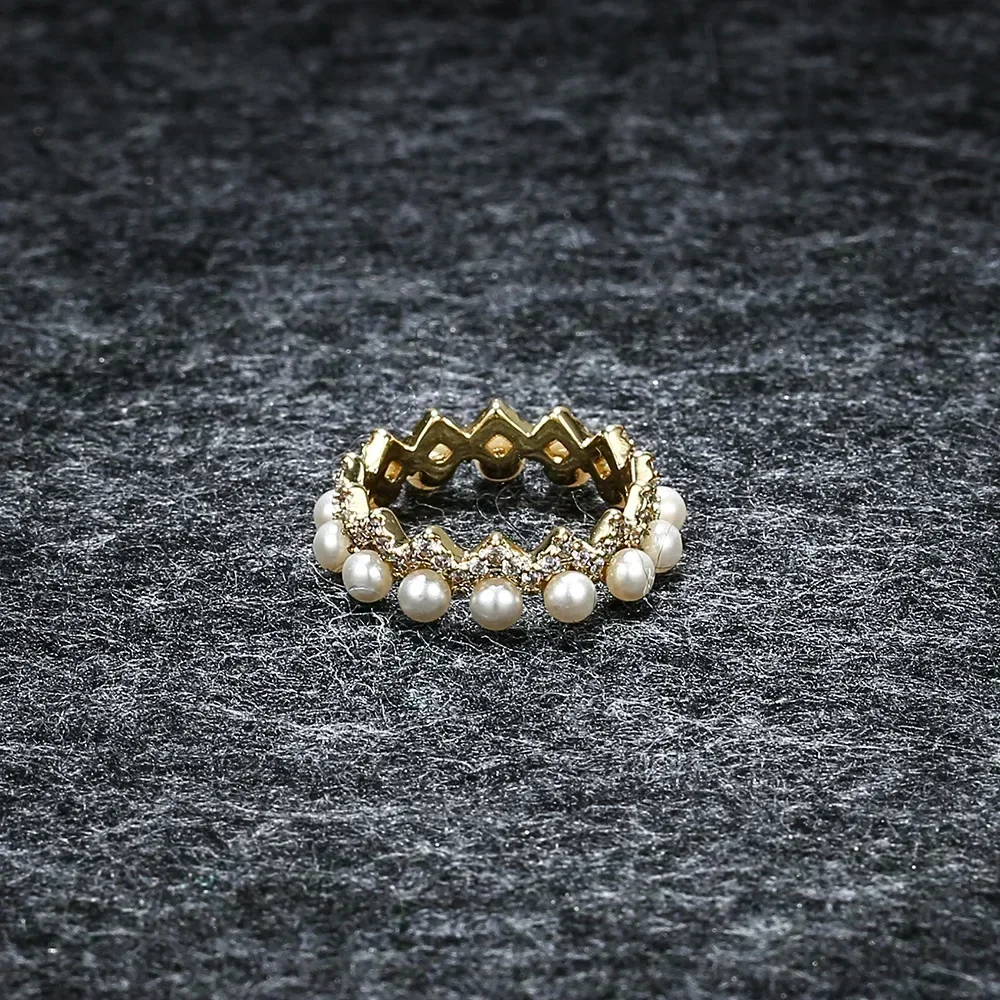 LI KI High Quality 925 Silver Wave Pearl Ring Personalized Versatile Stylish Elegant  Jewelry Gift For Your Girlfriend