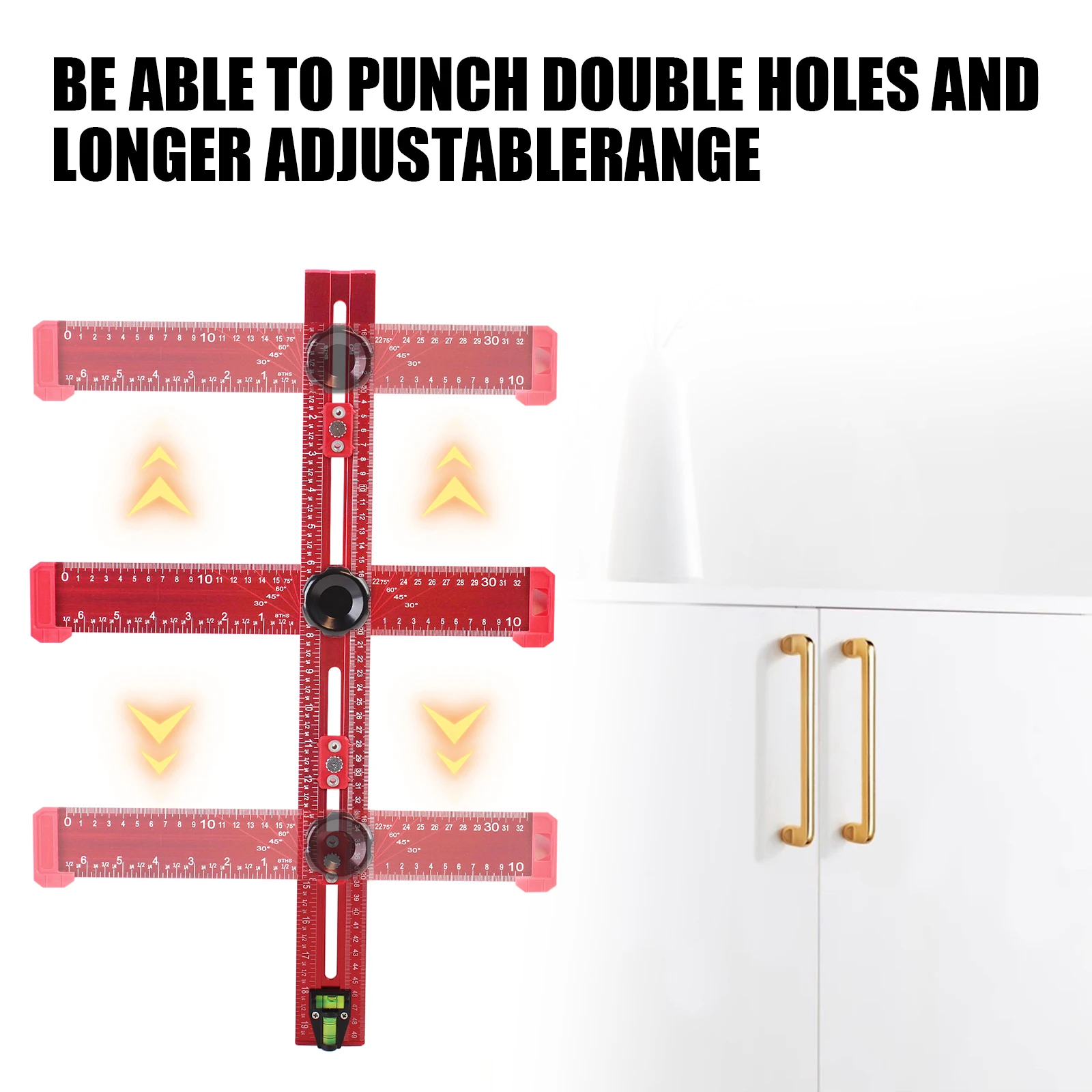 50cm 2 in 1 Drilling Positioning Ruler Combination Angle T-Shaped Ruler Cabinet Hardware Jig Drawer Installation Woodworking
