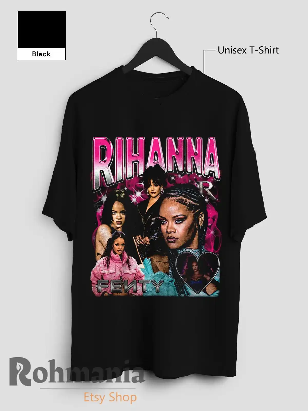 Rihanna Retro Vintage Hip Hop 90s Tshirt Unisex Famous Design Women and Men Tee Vintage