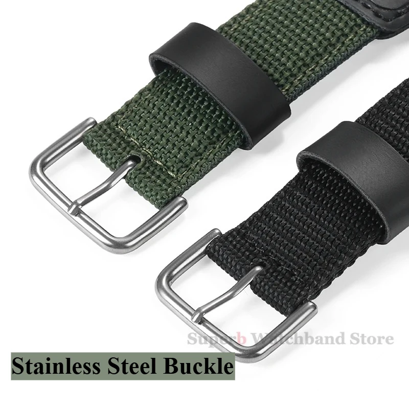 النايلون حزام ساعة اليد 18 مللي متر الرجال قماش الرياضة أسود أخضر سوار حزام ل كاسيو W800H SGW400 F91W F84 F105/108/A158/168 AE1200/1300